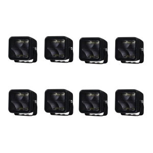 Proiector de lucru PURELUX Negru pătrat 40 Flood - 8 cm / 40W / fascicul larg, 8 buc - Img 2