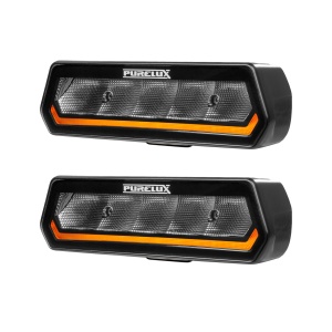 Set 2x Proiectoare LED Purelux Panther Alpha 30 R65 – 30W, 2593 lm fiecare, lumină wide + girofar R65, IP69K, 12V/24V