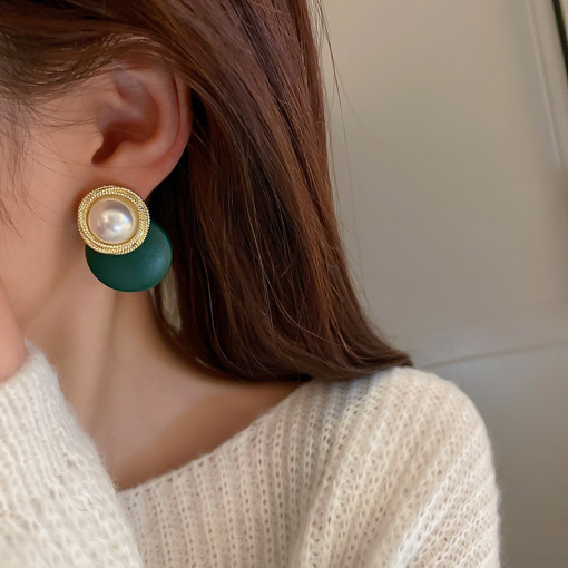 Cercei Rotunzi Retro Verde Inchis SIC MODA 5132B