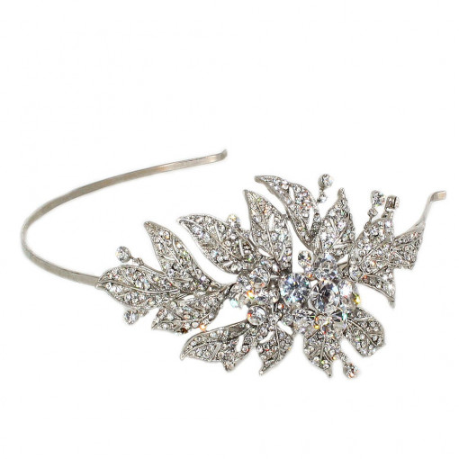 Tiara Argintie cu Decor Lateral