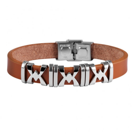 Bratara Inox Si Piele Naturala SIC MODA 3509M