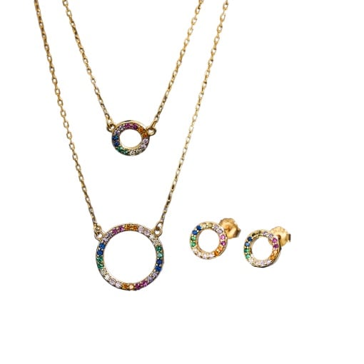 Set Colier si Cercei din Argint 925, cu Zircon, Sic Moda 6101