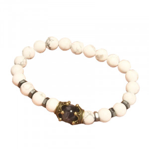 Brățară Bărbătesc din Pietre naturale Howlite si Ametist