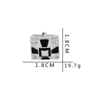 Butoni cămașă Bărbătesc din Titan — Argintiu cu zirconiu greutate : 19,7g - Img 6