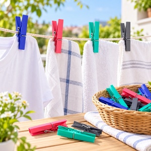 Cârlige de rufe din plastic 8 cm, set 24 bucăți, diferite culori