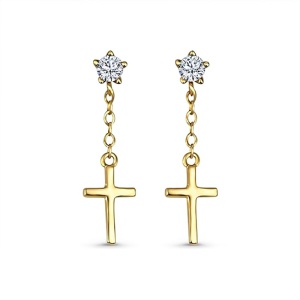 Cercei Minimalisti cu Cruciulita din Argint 925, Sic Moda 6097 - Img 1
