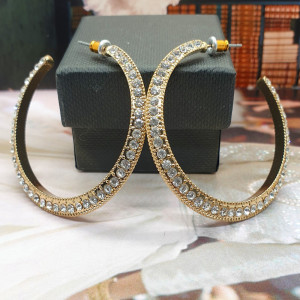 Golden Earrings with 13 Str Strass - Img 1