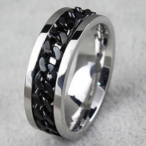 Inel Bărbătesc din Inox chirurgical 316L — Negru - Img 2