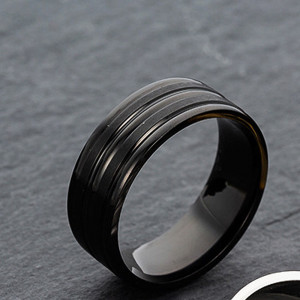 Inel Bărbătesc din Inox chirurgical 316L — Negru - Img 3