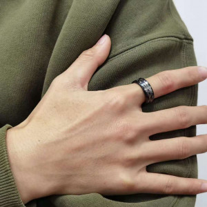 Inel Bărbătesc din Titan — Negru - Img 5