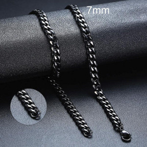 Lanț Bărbătesc din Inox chirurgical 316L — Negru - Img 3