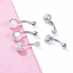 Piercing Damă din Inox chirurgical 316L — Argintiu cu cristal - Img 2
