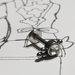 Piercing Damă din Inox chirurgical 316L — Argintiu cu cristal - Img 4