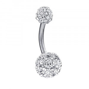 Piercing Damă din Inox chirurgical 316L — Argintiu cu stras - Img 2