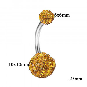 Piercing Damă din Inox chirurgical 316L — Galben cu stras - Img 4