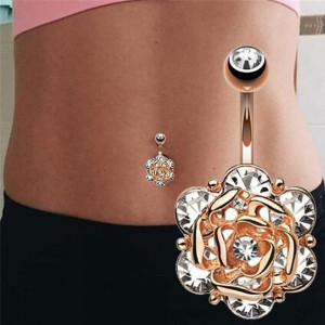 Piercing Damă din Inox chirurgical 316L — Rose cu cristal - Img 5