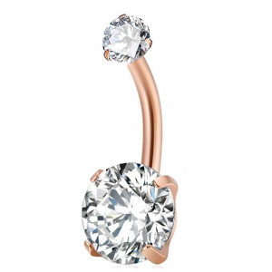Piercing Damă din Inox chirurgical 316L — Rose cu cristal - Img 2