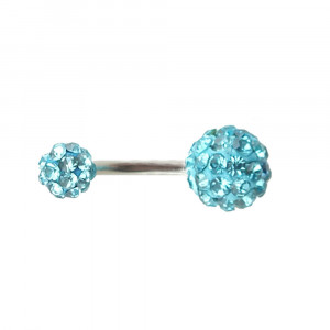 Piercing Damă din Inox chirurgical 316L — Turcoaz cu stras - Img 2