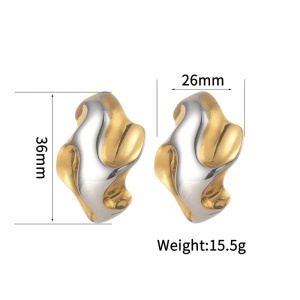 Sic Moda 6028 Bicolour stainless steel earrings - Img 3