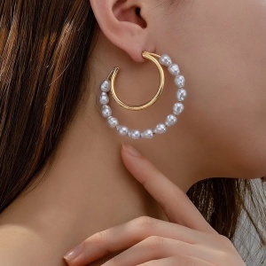 Sic Moda 6031 Creole Sic Moda Pearl Earrings - Img 4