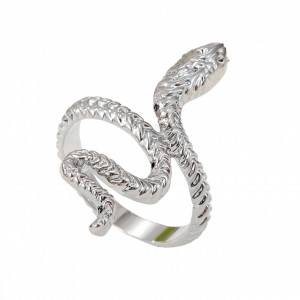 Silver Adjustable Stainless Steel Ring Vintage Snake 5087A