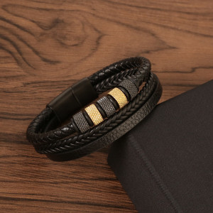 Stainless steel and leather bracelet SIC MODA 5631C, 5 mm - Img 6