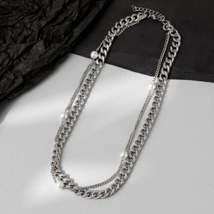 Titanium necklace with pearls Sic Moda 5366 - Img 3