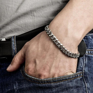 Brățară Bărbătesc din Inox chirurgical 316L — Argintiu - Img 4