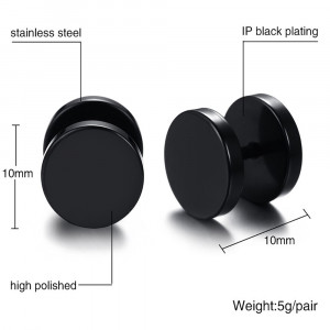 Cercei Bărbătesc din Inox chirurgical 316L — Negru - Img 3