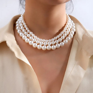 Colier 3 randuri Perle SIC MODA 5698 - Img 4