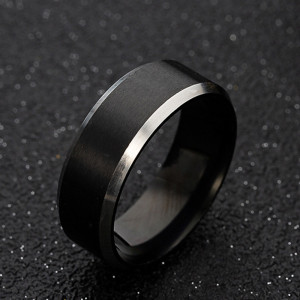 Inel Bărbătesc din Inox chirurgical 316L — Negru - Img 4