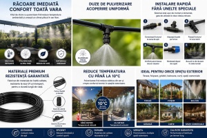 Kit de răcire pentru terasă cu pulverizare, furtun 10 m cu duze reglabile - Img 2