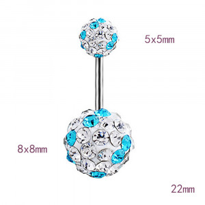 Piercing Damă din Inox chirurgical 316L — Alb cu stras - Img 3