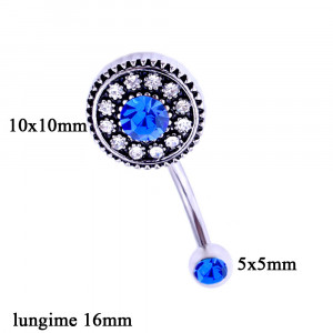 Piercing Damă din Inox chirurgical 316L — Argintiu cu cristal - Img 4
