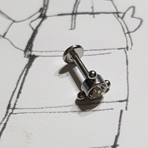 Piercing Damă din Inox chirurgical 316L — Argintiu cu cristal - Img 6