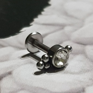 Piercing Damă din Inox chirurgical 316L — Argintiu cu cristal - Img 5