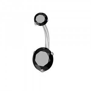 Piercing Damă din Inox chirurgical 316L — Negru cu stras - Img 4