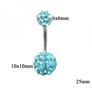 Piercing Damă din Inox chirurgical 316L — Turcoaz cu stras - Img 3