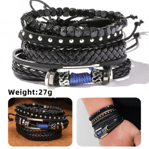 Set of 4 natural leather bracelets SIC MODA 4351 - Img 1