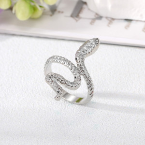 Silver Adjustable Stainless Steel Ring Vintage Snake 5087A - Img 2