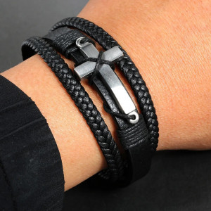Stainless steel and leather bracelet SIC MODA 5629 - Img 5