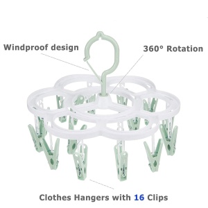 Uscător de rufe suspendat cu 16 cârlige, 26 x 21 cm, verde - Img 3
