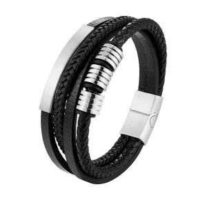 Bratara otel inoxidabil si piele SIC MODA 5630A - Img 1