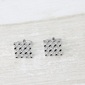 Butoni cămașă Bărbătesc din Titanium — Argintiu cu zirconiu greutate : 15g - Img 3
