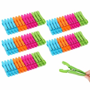 Cârlige de rufe din plastic, set 50 bucăți, diferite culori - Img 2