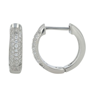 Cercei Creole cu Zirconiu din Argint 925 Placat cu Rodiu - Diametru 50mm - Img 3