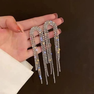 Cercei Damă din Aliaj metalic — Argintiu cu cristal - Img 4