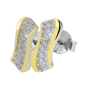 Cercei Eleganți Alungiți cu Zirconiu din Argint 925 și Aur 14k - Img 2