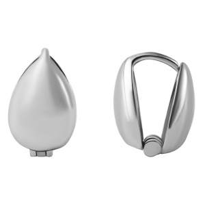 Cercei Ovali din Argint 925 Placat cu Rodiu - Design Minimalist - Img 2