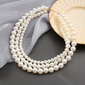 Colier 3 randuri Perle SIC MODA 5698 - Img 5